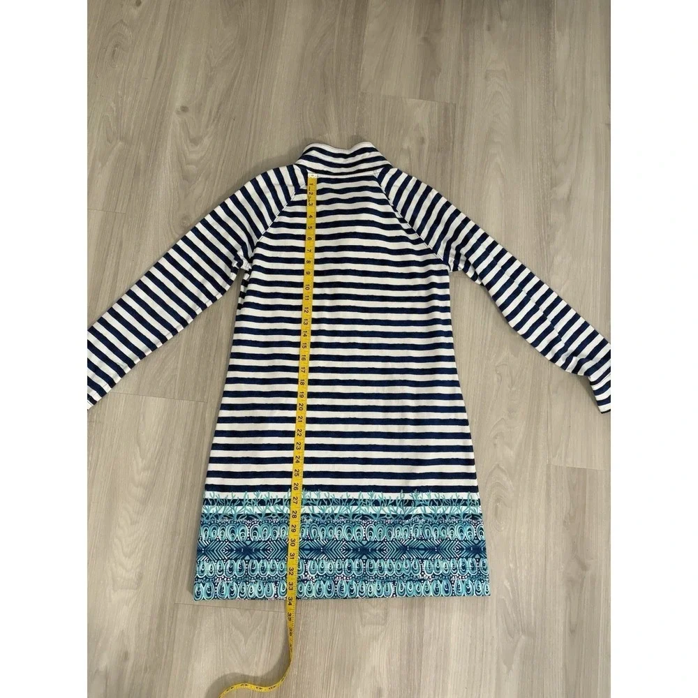 Lilly Pulitzer Women Dress Striped French Terry Navy White Blue Border Print M